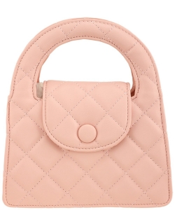 Quilted Style Top Handle Bag 6805 PINK